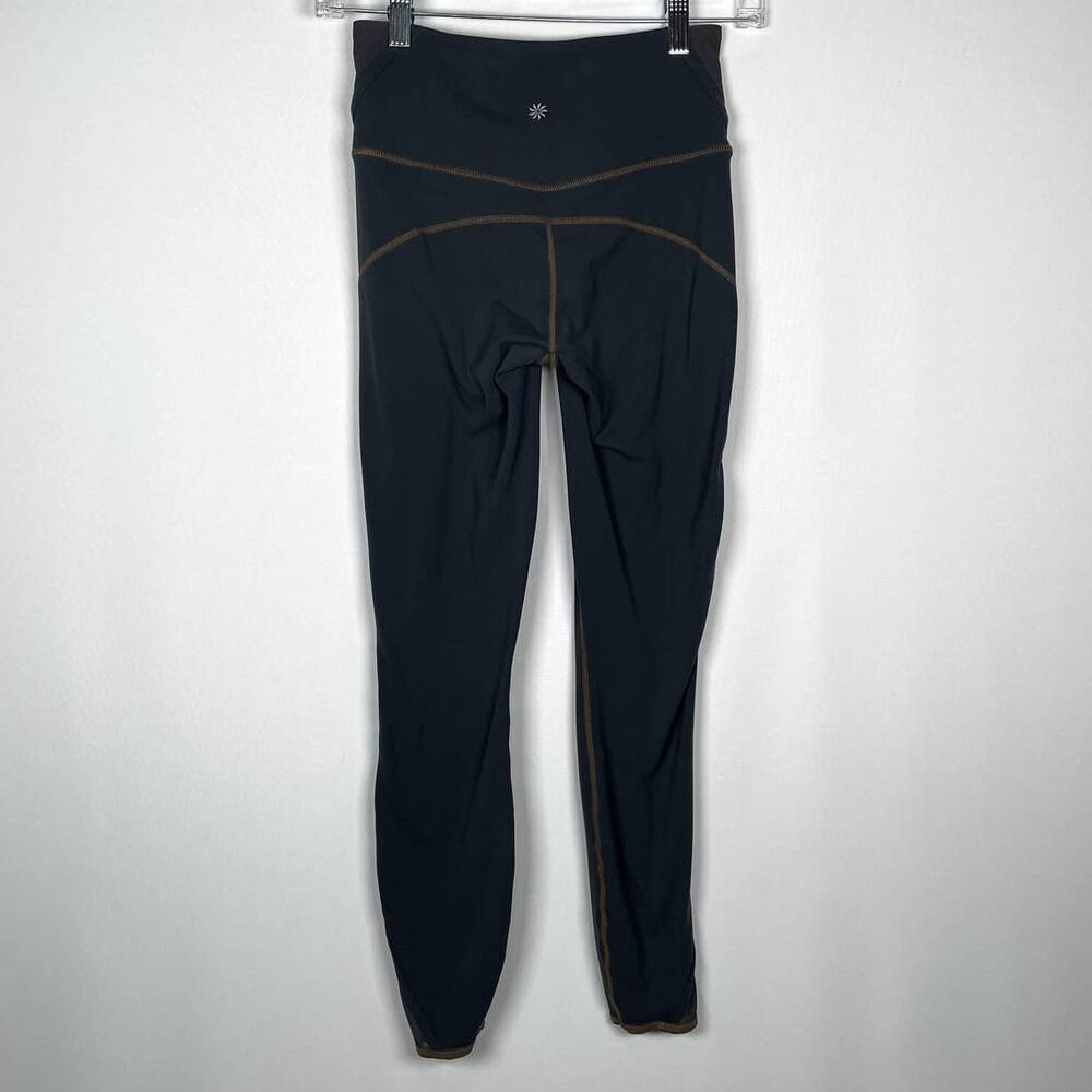 Athleta Gray Salutation Contrast Stitch Mesh 25" Inseam Crop Leggings Size XS